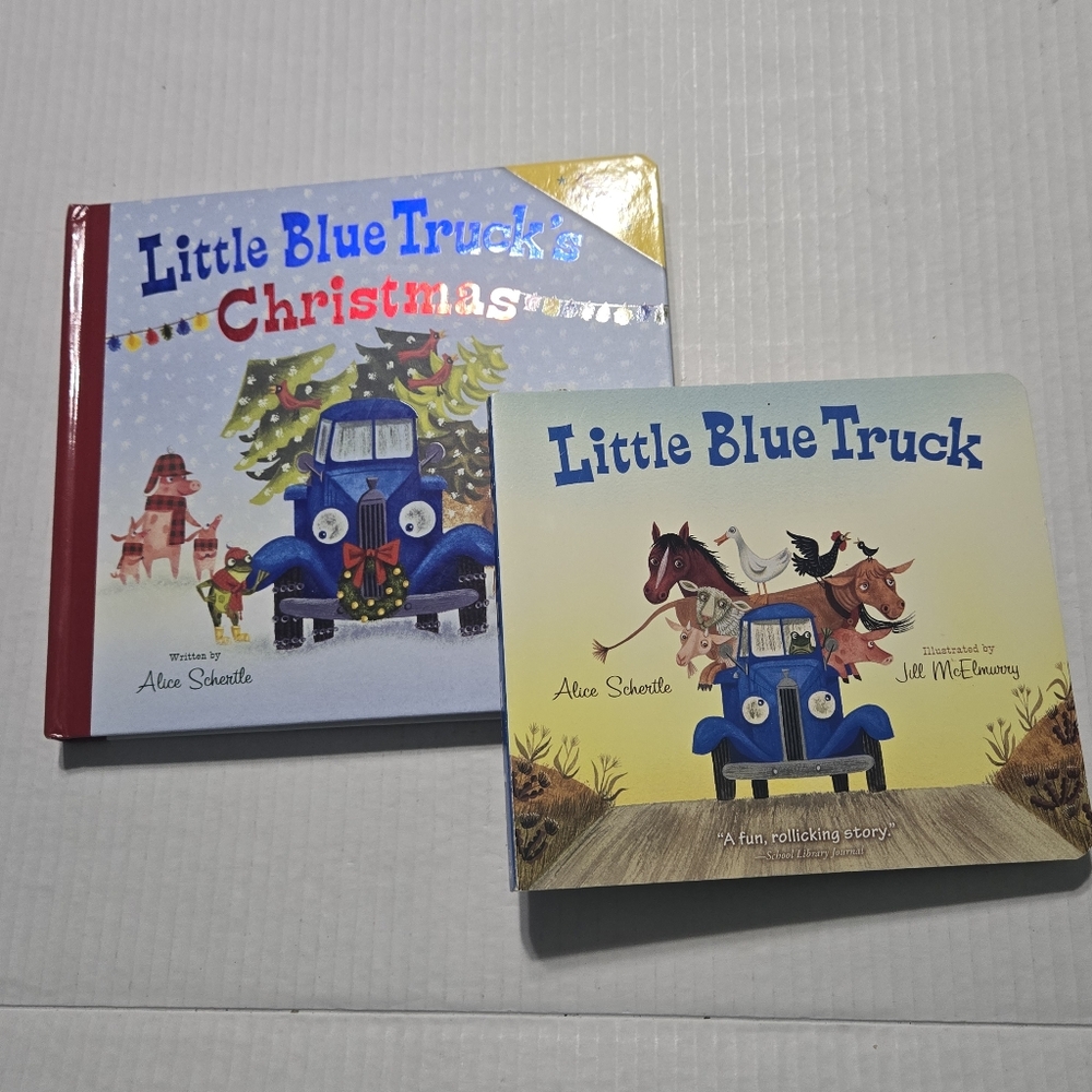 Set of 2 Little Blue Truck board books, Christmas Edition and Original